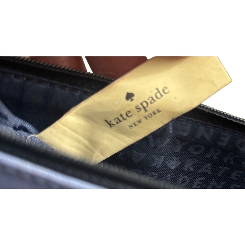 Kate Spade New York Whale Print Cosmetic Pouch Blue Zip Clutch Makeup Bag - Picture 4 of 10